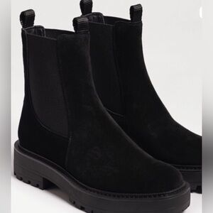 Sam Edelman Laguna Weather Proof Black Suede pull on Chelsea boot Size 9